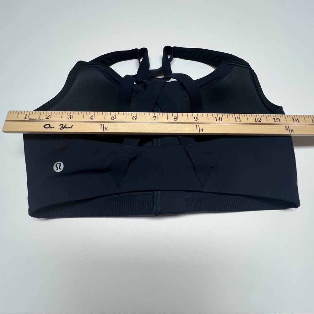 LULULEMON Dark Navy Zip Front Sports Bra Strappy Back Medium Support No Size Tag - Picture 9 of 16